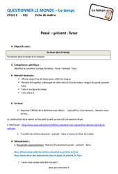Passé - Présent - Futur - Séquence - Fiche de préparation - Le temps : Primaire 2 - PDF à imprimer