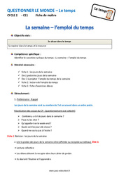 Semaine - Emploi du temps - Fiche de préparation : Primaire 2 - PDF à imprimer
