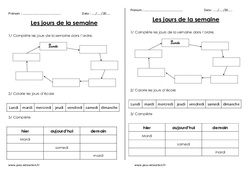 Jours de la semaine - Révisions : Primaire 2 - PDF à imprimer