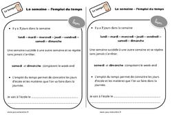 Semaine - Emploi du temps - Cours, Leçon : Primaire 2 - PDF à imprimer