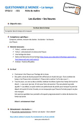 Durées - Heures - Séquence - Fiche de préparation : Primaire 2 - PDF à imprimer