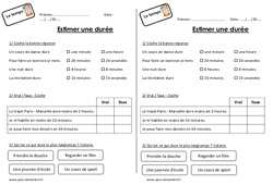 Estimer une durée - Exercices : Primaire 2 - PDF à imprimer