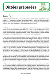 Dictée préparées / réfléchies (n°1) - Niveau : Primaire 5 - PDF à imprimer