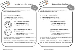 Durées - Heures - Cours, Leçon : Primaire 2 - PDF à imprimer