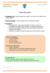 Situer des objets - Séquence - Fiche de préparation : Maternelle 2 - PDF à imprimer