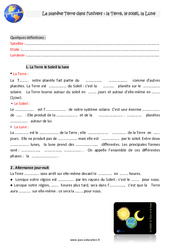 Situer la Terre, le Soleil, la Lune dans l’univers - Cours, Leçon : Primaire 3 - PDF à imprimer