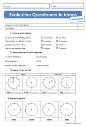 Durées, heures, minutes - Examen Evaluation : Primaire 2 - PDF à imprimer