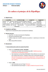 Valeurs et principes de la République - Séquence - Fiche de préparation EMC : Primaire 4, 5 - PDF à imprimer