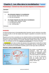 Les villes dans la mondialisation - Cours : Secondaire 2 - PDF à imprimer