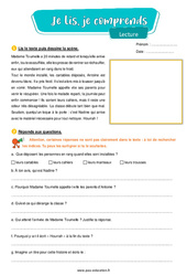 Matinée agitée - Lecture- Fiches Je lis, je comprends : Primaire 3 - PDF à imprimer
