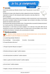 Miranda la sorcière - Lecture- Fiches Je lis, je comprends : Primaire 4 - PDF à imprimer