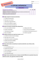 La phrase exclamative - Examen Evaluation de grammaire pour la  : Primaire 6 - PDF à imprimer