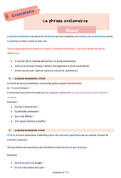 La phrase exclamative - Cours de grammaire pour la  : Primaire 6 - PDF à imprimer