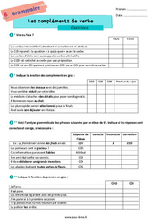 Les compléments de verbe - Exercices de grammaire pour la : Primaire 6 - PDF à imprimer
