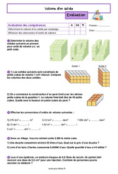Volume d'un solide - Examen Evaluation de géométrie pour la : Primaire 6 - PDF à imprimer