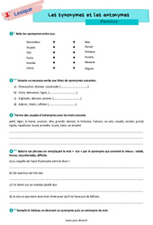 Les synonymes et les antonymes - Exercices de vocabulaire pour la : Primaire 6 - PDF à imprimer