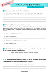 Lire un article du dictionnaire - Exercices de vocabulaire pour la  : Primaire 6 - PDF à imprimer