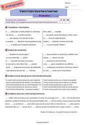 Homophones grammaticaux (S’est/c'est/sais/sait/ces/ses) - Examen Evaluation d'orthographe pour la  : Primaire 6 - PDF à imprimer