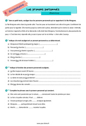 Les pronoms - Exercices de grammaire pour la : Primaire 6 - PDF à imprimer