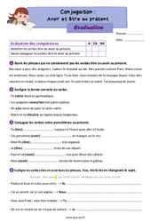 Avoir et être au présent - Évaluation de conjugaison : Primaire 3 - PDF à imprimer