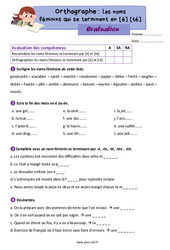 Les noms féminins qui se terminent en [é] et [té] - Évaluation d'orthographe : Primaire 3 - PDF à imprimer