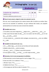 Son [s] - Évaluation d'orthographe : Primaire 3 - PDF à imprimer