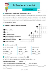 Son [z] - Exercices d'orthographe : Primaire 3 - PDF à imprimer