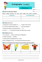 Son [j] - Exercices d'orthographe : Primaire 3 - PDF à imprimer