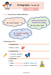 Son [j] - Cours, Leçon d'orthographe : Primaire 3 - PDF à imprimer
