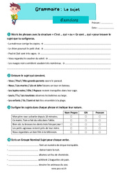Le sujet - Exercices grammaire : Primaire 3 - PDF à imprimer