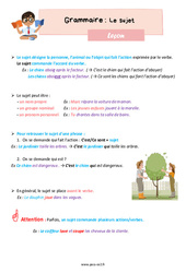 Le sujet - Cours, Leçon de grammaire : Primaire 3 - PDF à imprimer