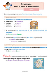 Noms propres ou noms communs - Cours, Leçon de grammaire : Primaire 3 - PDF à imprimer