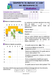 Se déplacer et coder des déplacements (1) - Évaluation de géométrie : Primaire 3 - PDF à imprimer