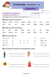 Les sons ei - ie - Évaluation d’orthographe : Primaire 3 - PDF à imprimer