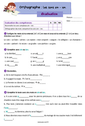Les sons oin - ion - Évaluation d’orthographe : Primaire 3 - PDF à imprimer