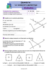 Le vocabulaire géométrique - Évaluation de géométrie : Primaire 3 - PDF à imprimer