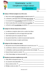 Le COI - Fiches complément d’objet indirect - Exercices de grammaire : Primaire 4 - PDF à imprimer