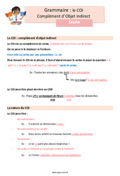 Le COI - Fiches complément d’objet indirect - Cours, Leçon de grammaire : Primaire 4 - PDF à imprimer