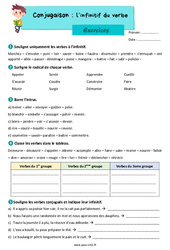 L’infinitif du verbe - Exercices de conjugaison : Primaire 4 - PDF à imprimer