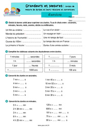 Unités de mesure de durées et leurs relations et conversions - Exercices de grandeurs et mesures : Primaire 4 - PDF à imprimer