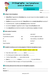 Les homophones grammaticaux - Fiches ou/où et dans/d’en - Exercices d'orthographe : Primaire 4 - PDF à imprimer