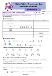 Décomposer des fractions décimales - Examen Evaluation de numération : Primaire 4 - PDF à imprimer