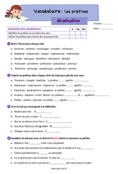 Les préfixes - Évaluation de vocabulaire : Primaire 4 - PDF à imprimer