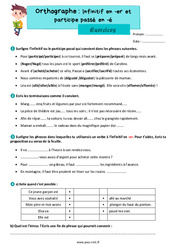 Infinitif en - er et participe passé en - é - Exercices d'orthographe : Primaire 4 - PDF à imprimer