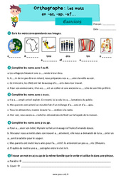 Les mots en ac, ap, af - Exercices d'orthographe : Primaire 5 - PDF à imprimer