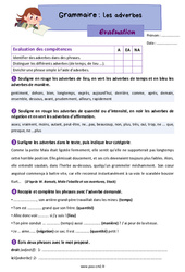 Les adverbes - Évaluation de grammaire : Primaire 5 - PDF à imprimer