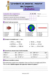 Mesurer des longueurs - Évaluation de grandeurs et mesures : Primaire 5 - PDF à imprimer