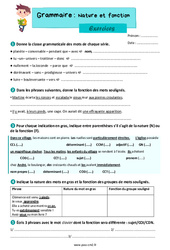 Nature et fonction - Exercices de grammaire : Primaire 5 - PDF à imprimer