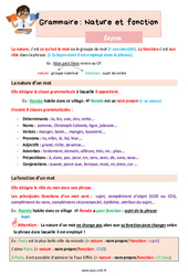 Nature et fonction - Cours, Leçon de grammaire : Primaire 5 - PDF à imprimer