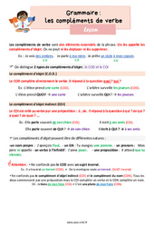 Les compléments de verbe (COD, le COI) - Cours, Leçon de grammaire : Primaire 5 - PDF à imprimer